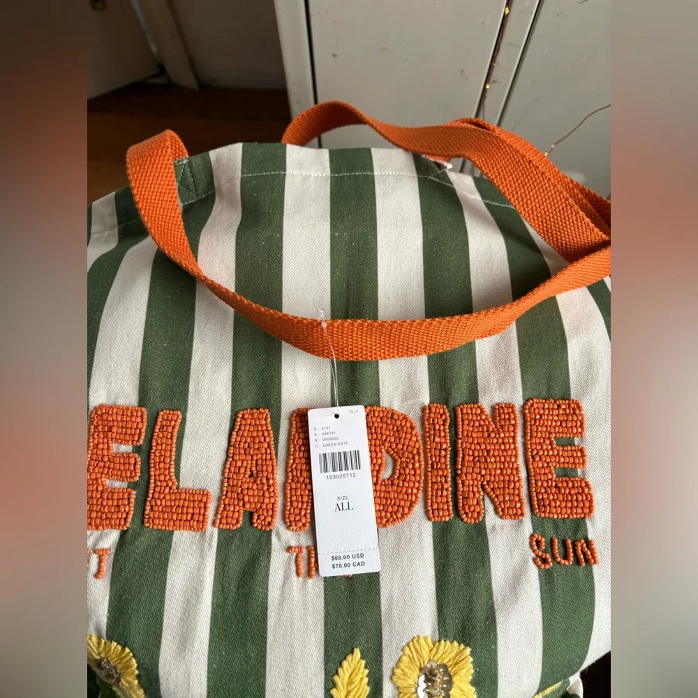 Printed Beaded Canvas Tote Bag (See photos/Description) - Picture 10 of 16